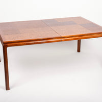 Mid Century Wood & Cork Extendable Dining Table by Edward Wormley