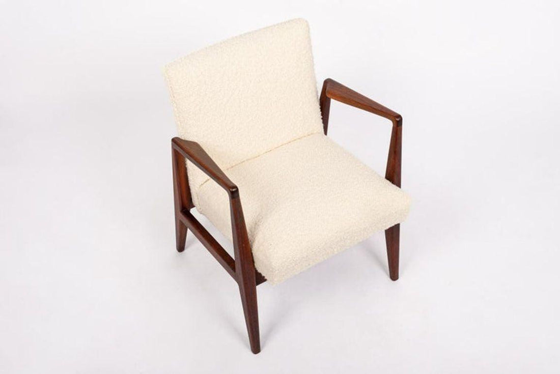 Mid Century Cream Upholstered Lounge Chairs by Jens Risom, 1960s
