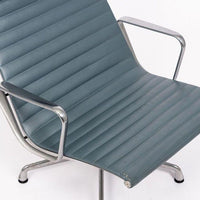 Eames Blue Gray Leather Office Lounge Chair for Herman Miller - 2 Available