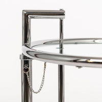 Mid Century Glass & Chrome Round Side Table by Eileen Gray (attr.)