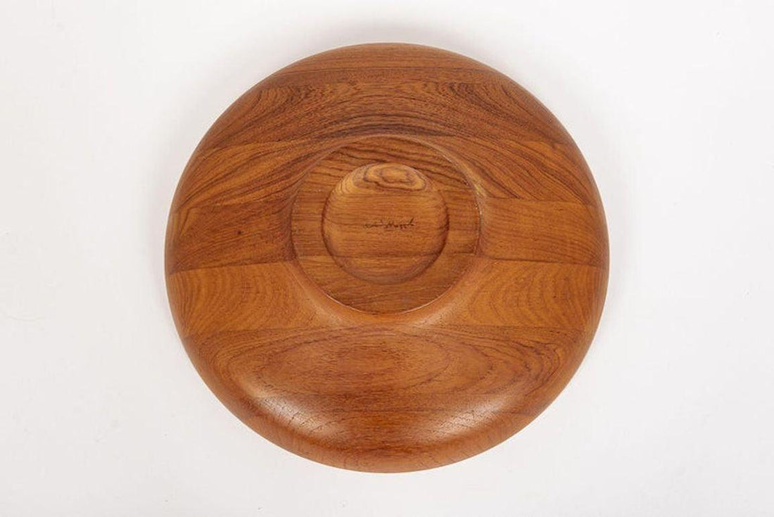 Danish Modern Large Teak Wood Bowl by Henning Koppel for Georg Jensen, 1960s