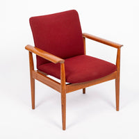 Danish Modern Red Diplomat Chairs by Finn Juhl for France & Daverkosen
