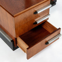 Antique Art Deco Wood Vanity Mirror & Stool by Donald Deskey for Widdicomb 1930s