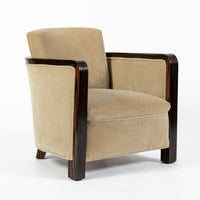 French Art Deco Mohair Lounge Chairs by Eric Bagge for Mercier Frères, Macassar Ebony, 1920s