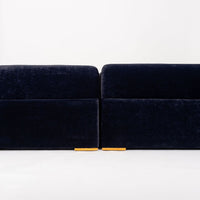 Antique Art Deco Navy Blue Velvet Sofa Couch 1940s