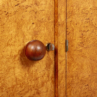 Antique French Art Deco Birdseye Maple Wardrobe Cabinet 1930s