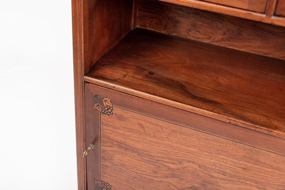 Antique Art Nouveau Inlaid Wooden Cabinet by Majorelle, France, Signed