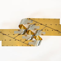 Large Vintage Mid Century Metal Ribbon Wall Art Sculpture by Curtis Jere, 1988