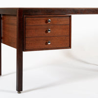 Mid Century Danish Wood Writing Desk with File Drawer