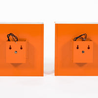 Vintage Mid Century French Orange Metal Wall Light Sconces by Disderot (attr)