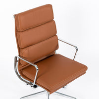 Herman Miller Eames Tall Medium Brown Leather Desk Chair Soft Pad