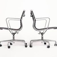 Eames Herman Miller Black Leather Office Chair Thin Pad Aluminum Group