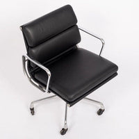 Mid Century Black Leather Aluminum Group Desk Chair by Eames for Herman Miller