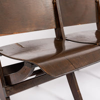 Antique Wood Theater Chairs Four-Seat Folding, GM Building, Detroit