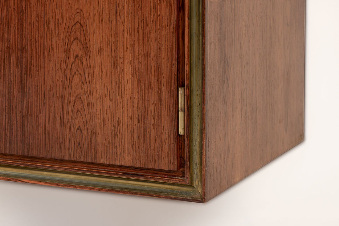 Exceptional Mid Century Danish Modern Floating Rosewood Wall Cabinet 1950s