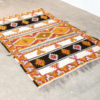 Vintage Moroccan Tribal Berber Orange Wool Floor Rug