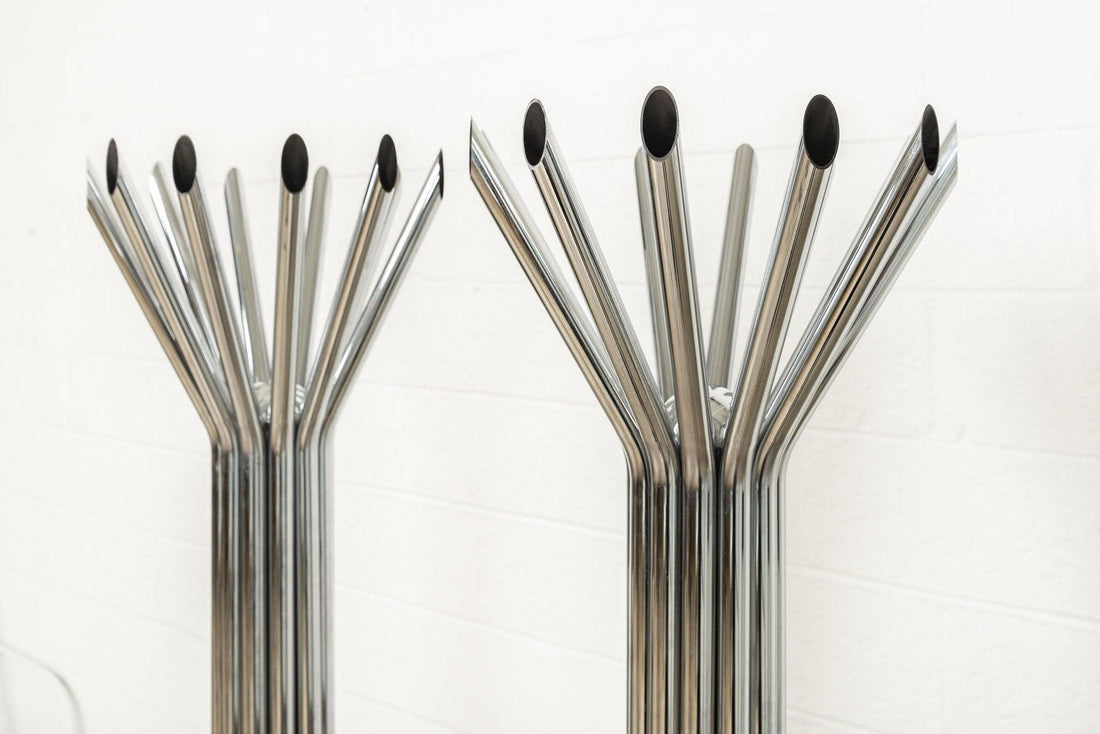 Mid Century Silver Chrome Tubular Floor Lamp