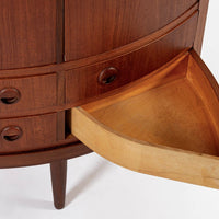 Mid Century Danish Modern Teak Corner Cabinet with Pivoting Drawers