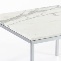 Mid Century Square White Marble Side or Coffee Table by Florence Knoll