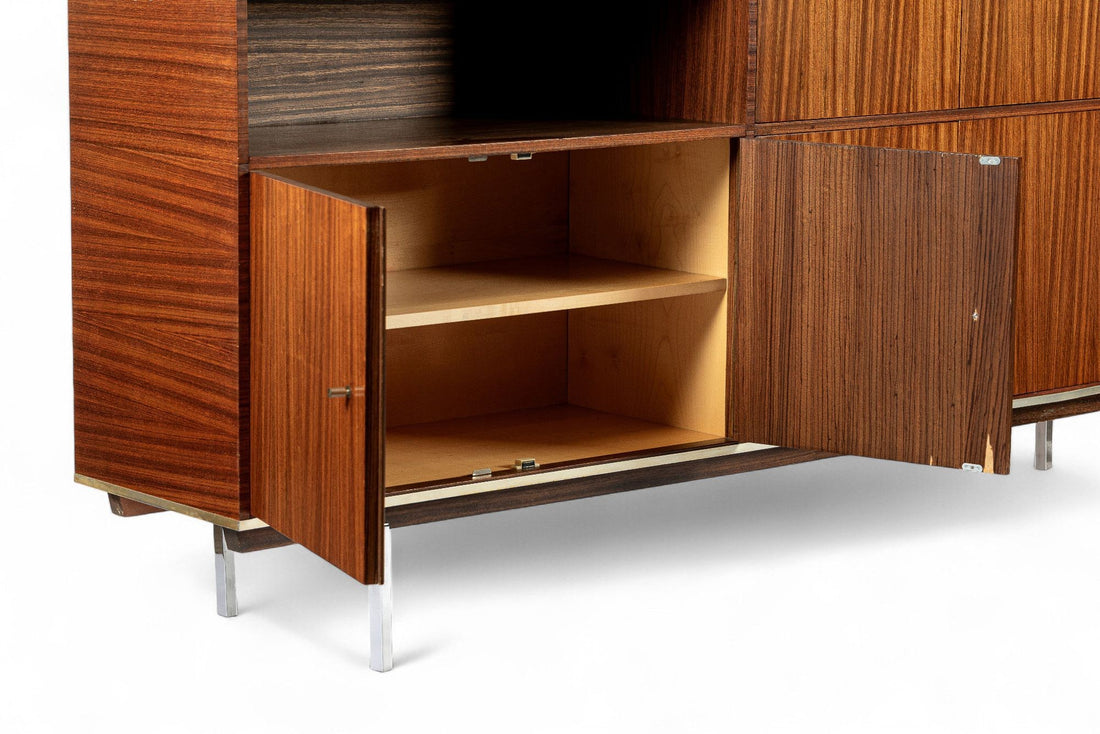 Exceptional Vintage Mid Century French Teak Wall Unit Cabinet
