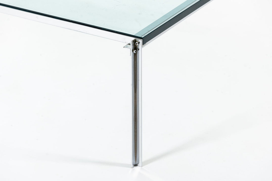 Mid Century Glass & Chrome Coffee Table by Katavalos for Laverne Originals