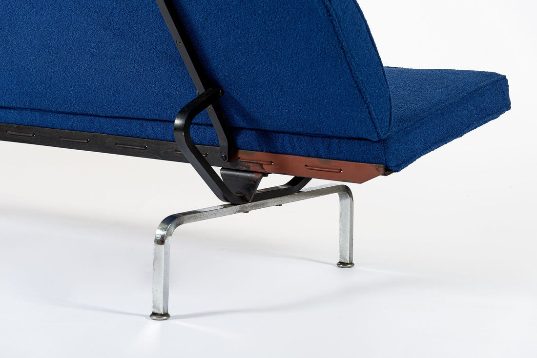 Mid Century Blue Sofa Compact by Eames for Herman Miller 1970s