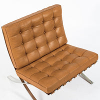 Mid Century Brown Leather Barcelona Chair by Mies van der Rohe for Knoll, 1983