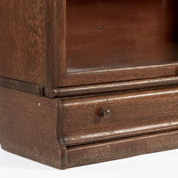 Antique Three Shelf Wood Barrister Bookcase Cabinet with Leaded Glass