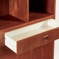 Mid Century Danish Teak Wood Drop-Down Secretary Desk Wall Unit