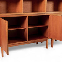 Large Mid Century Danish Teak Wood Bookshelf Wall Unit System