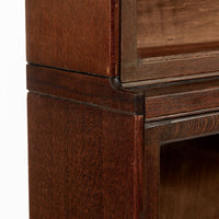 Antique English Tall Stepback Oak Wood Barrister Bookcase Cabinet