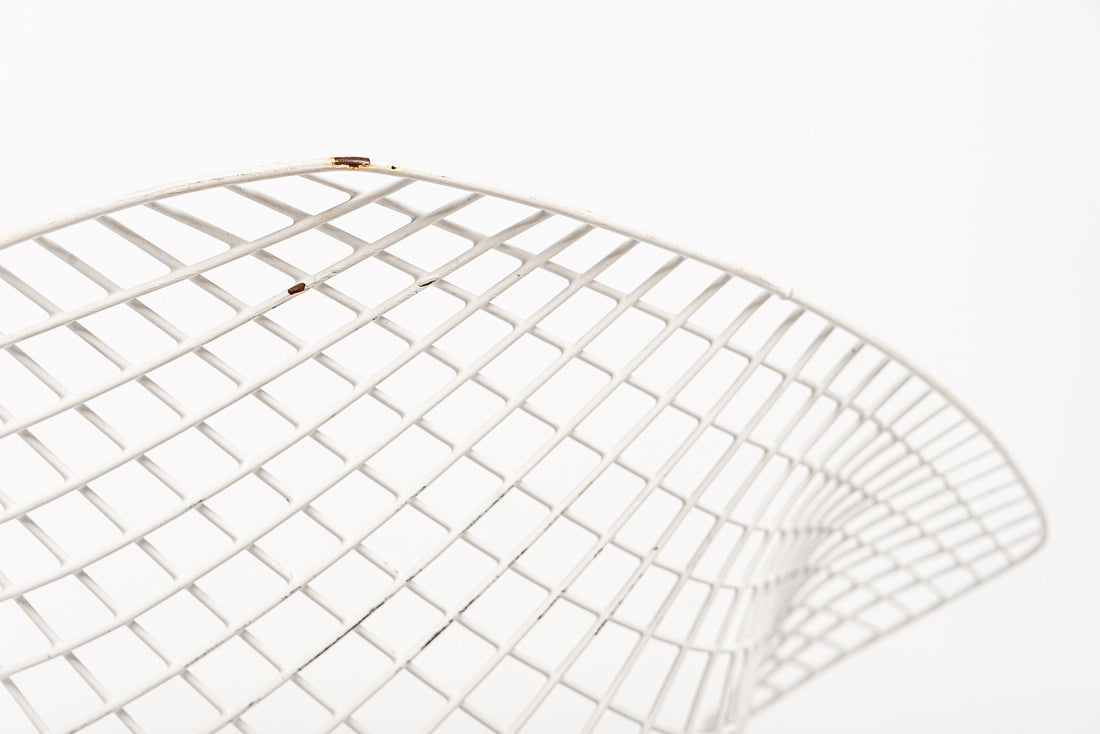 Mid Century White & Black Diamond Wire Chair by Bertoia for Knoll