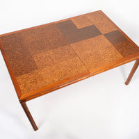Mid Century Wood & Cork Extendable Dining Table by Edward Wormley