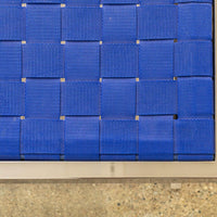 Mid Century Modern Chrome and Blue Strap Bench Milo Baughman Style