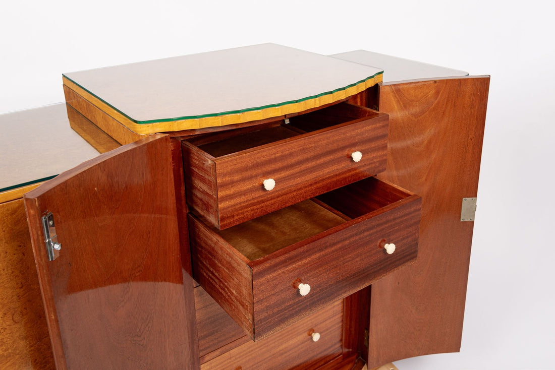 Exceptional Antique Art Deco Maple Wood Bar Cabinet or Sideboard 1930s