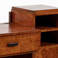American Art Deco Birdseye Maple Vanity Cabinet or Dressing Table, Circa 1930
