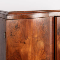 Antique Art Deco Burl Wood Mirrored Armoire Cabinet, 1930s