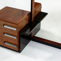 Antique Art Deco Wood Vanity Mirror & Stool by Donald Deskey for Widdicomb 1930s