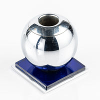 Art Deco Chrome and Cobalt Blue Candleholders by Walter von Nessen for Chase, 1930s