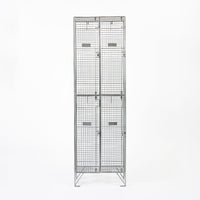 Pair British Industrial Metal Wire Mesh Locker Sets, Made in the UK