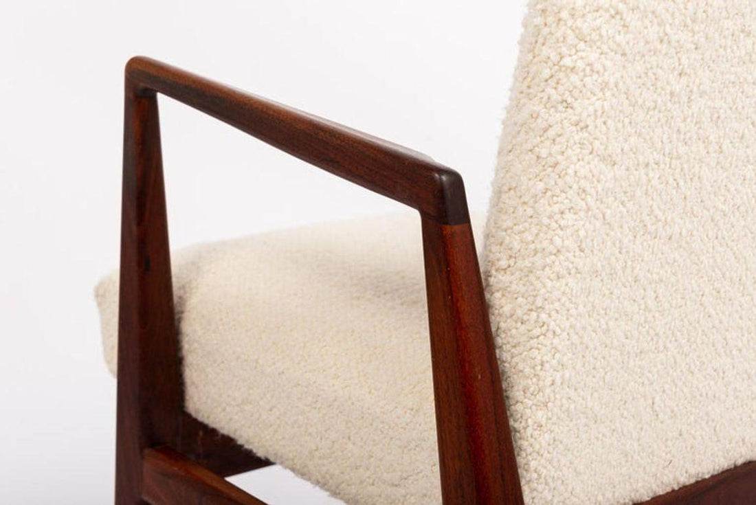 Mid Century Cream Upholstered Lounge Chairs by Jens Risom, 1960s
