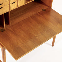 Exceptional Mid Century Danish Drop-Front Secretary Desk & Wall Shelf by Ditzel