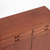 Mid Century Danish Modern Tall Two-Piece Teak Cabinet Hutch