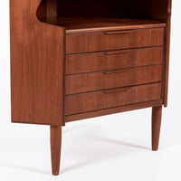 Mid Century Danish Teak Wood Corner Bar Cabinet 1960s