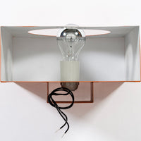 Vintage Mid Century French Orange Metal Wall Light Sconces by Disderot (attr)