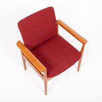 Danish Modern Red Diplomat Chairs by Finn Juhl for France & Daverkosen