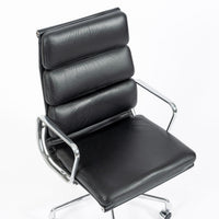 Eames for Herman Miller Tall Black Leather Desk Chair Soft Pad