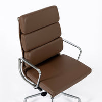 Eames for Herman Miller Tall Brown Leather Desk Chair Soft Pad