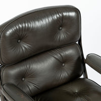 Eames Time Life Executive Lobby Chair for Herman Miller, Dark Gray Leather Office Desk Chair, 1988