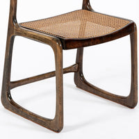 Mid Century Modern French Wood & Cane Wicker Chairs by Baumann